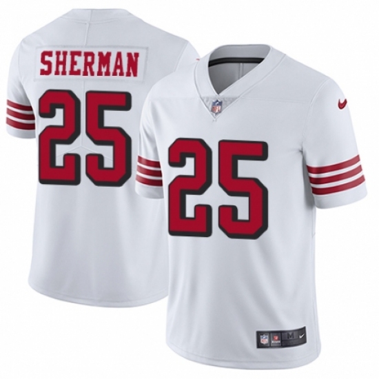 Men's Nike San Francisco 49ers #25 Richard Sherman Elite White Rush Vapor Untouchable NFL Jersey - Ujersey