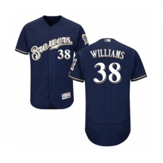 Men's Milwaukee Brewers #38 Devin Williams Navy Blue Alternate Flex Base Authentic Collection Baseball Player Jersey - Ujersey