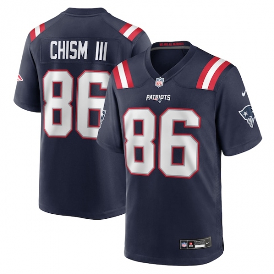 Men's New England Patriots #86 Efton Chism III Nike Navy Team Game Jersey - Ujersey