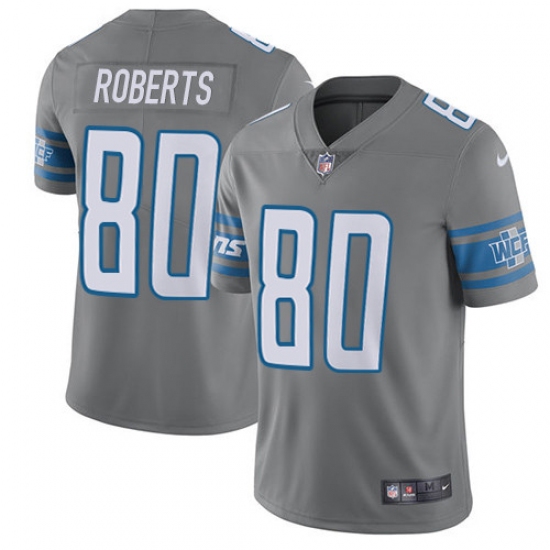 Youth Nike Detroit Lions #80 Michael Roberts Limited Steel Rush Vapor Untouchable NFL Jersey - Ujersey