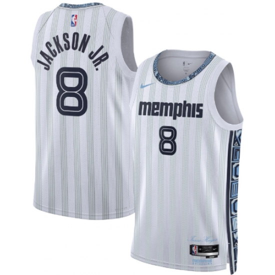 Men's Memphis Grizzlies #8 Jaren Jackson Jr. Gray 2025-26 City Edition Swingman Stitched Jersey - Ujersey