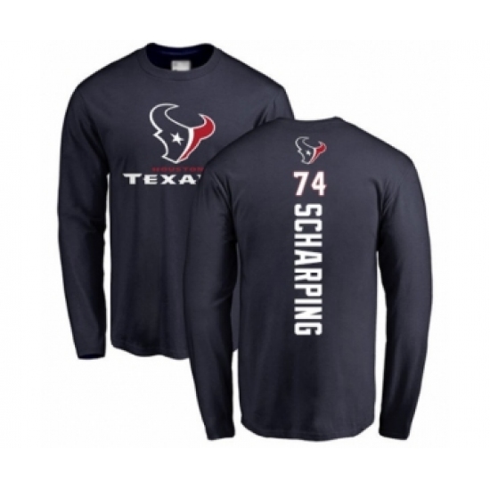 Football Houston Texans #74 Max Scharping Navy Blue Backer Long Sleeve T-Shirt - Ujersey