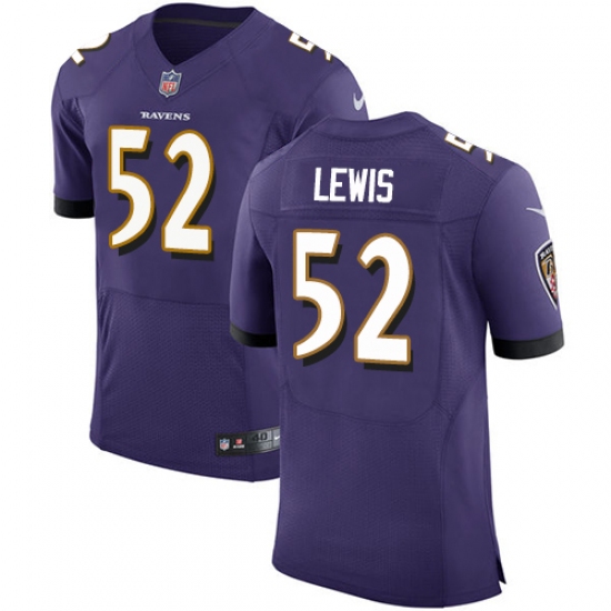 Men's Nike Baltimore Ravens #52 Ray Lewis Elite Purple Team Color NFL Jersey - Ujersey