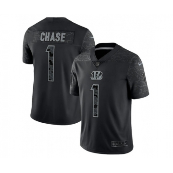 Men's Cincinnati Bengals #1 Ja'Marr Chase Reflective Limited Stitched Jersey - Ujersey