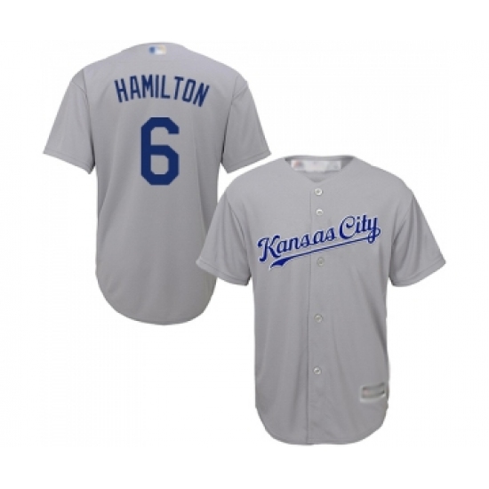 Men's Kansas City Royals #6 Billy Hamilton Replica Grey Road Cool Base Baseball Jersey - Ujersey