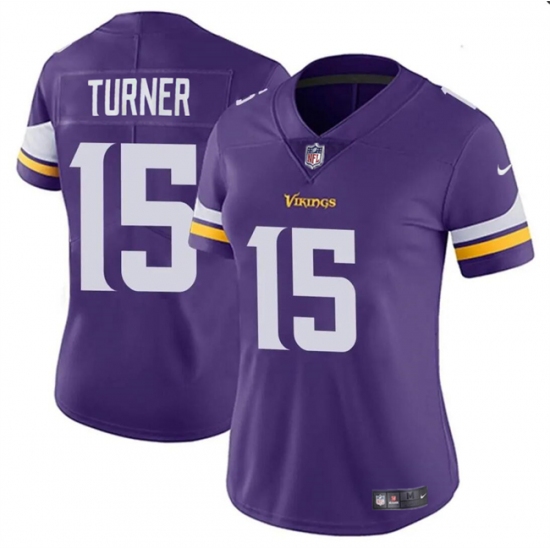 Women's Minnesota Vikings #15 Dallas Turner Purple 2024 Draft Vapor Football Stitched Jersey - Ujersey