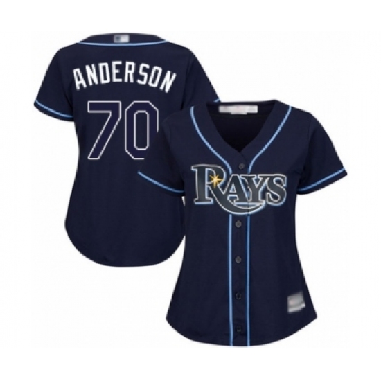 Women's Tampa Bay Rays #70 Nick Anderson Authentic Navy Blue Alternate Cool Base Baseball Player Jersey - Ujersey