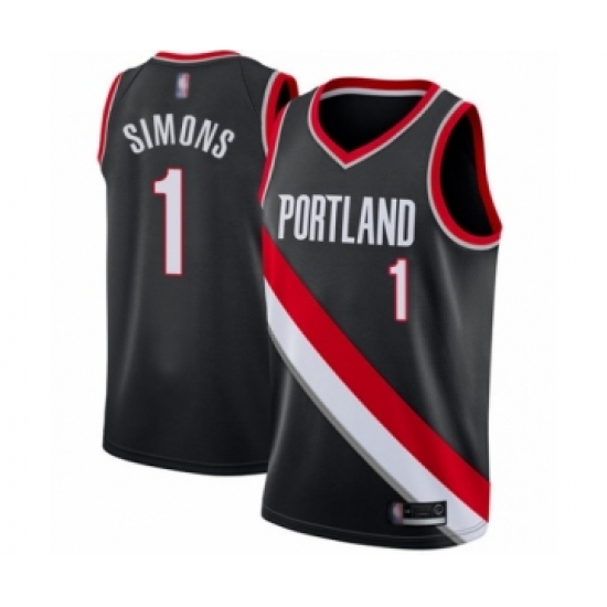 Youth Portland Trail Blazers #1 Anfernee Simons Swingman Black Basketball Jersey - Icon Edition - Ujersey