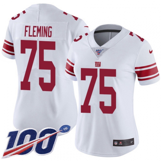Women's New York Giants #75 Cameron Fleming White Stitched 100th Season Vapor Untouchable Limited Jersey - Ujersey
