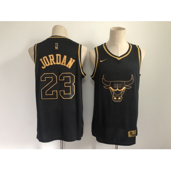 Men's Chicago Bulls #23 Michael Jordan Nike Black Gold Swingman Player Jersey - Ujersey