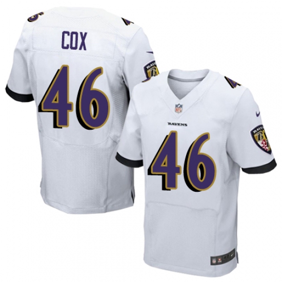Men's Nike Baltimore Ravens #46 Morgan Cox Elite White NFL Jersey - Ujersey