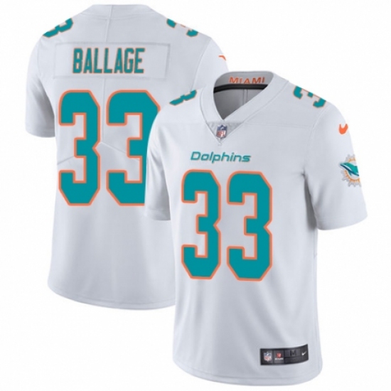 Youth Nike Miami Dolphins #33 Kalen Ballage White Vapor Untouchable Limited Player NFL Jersey - Ujersey