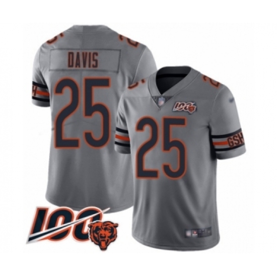 Youth Chicago Bears #25 Mike Davis Limited Silver Inverted Legend 100th Season Football Jersey - Ujersey