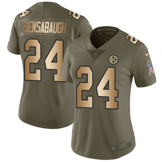 Women's Nike Pittsburgh Steelers #24 Coty Sensabaugh Limited Olive/Gold 2017 Salute to Service NFL Jersey - Ujersey