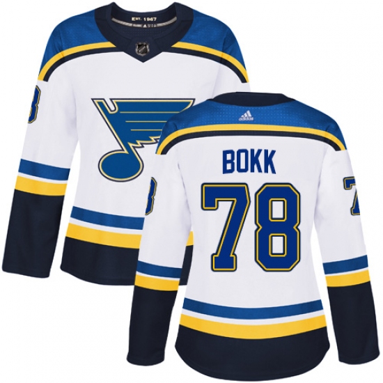 Women's Adidas St. Louis Blues #78 Dominik Bokk Authentic White Away NHL Jersey - Ujersey