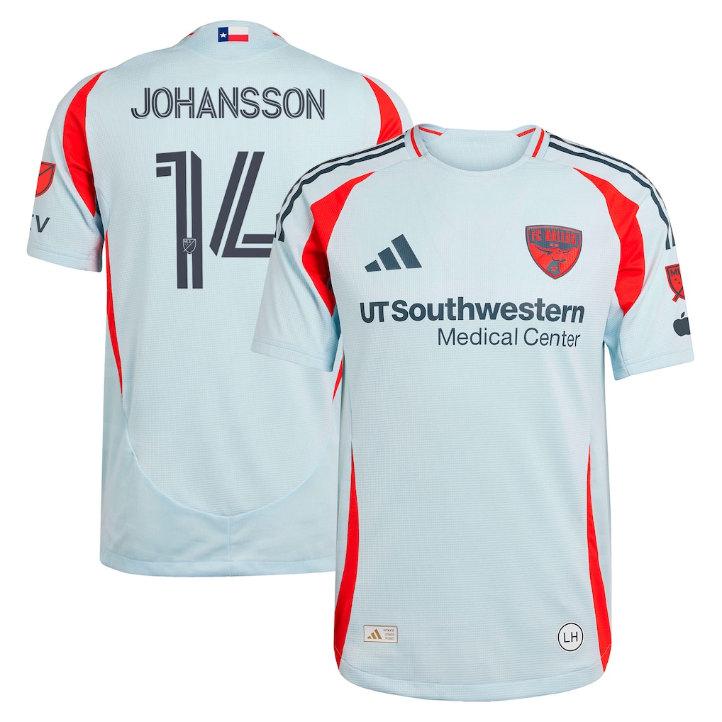Men's FC Dallas Herman Johansson adidas Light Blue 2025 The Inferno Kit On-Field Authentic Jersey - ujerseystore