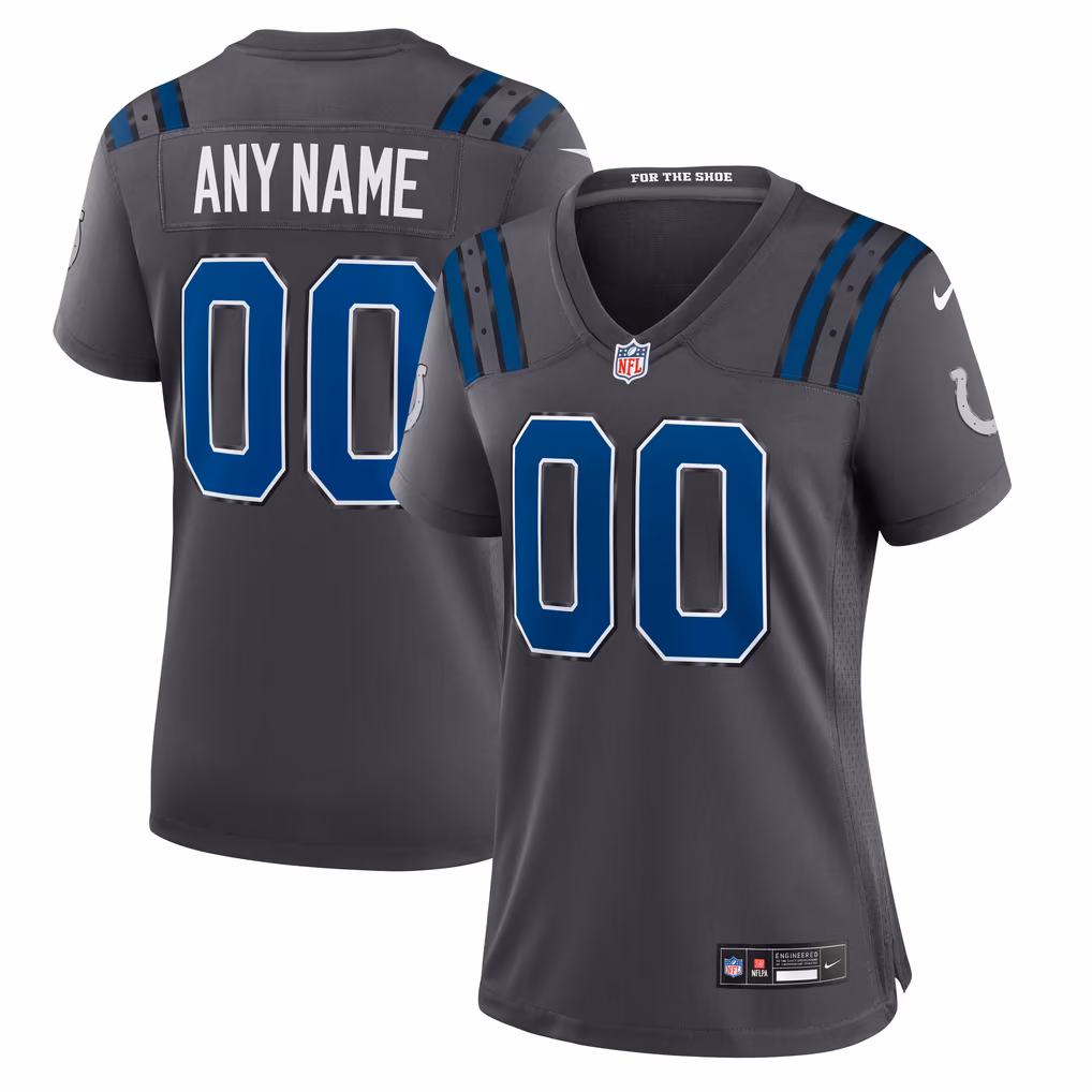 Women's Indianapolis Colts Nike Anthracite 2026 Rivalries Collection Game Custom Jersey - Ujersey