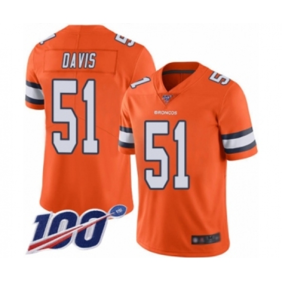 Men's Denver Broncos #51 Todd Davis Limited Orange Rush Vapor Untouchable 100th Season Football Jersey - Ujersey