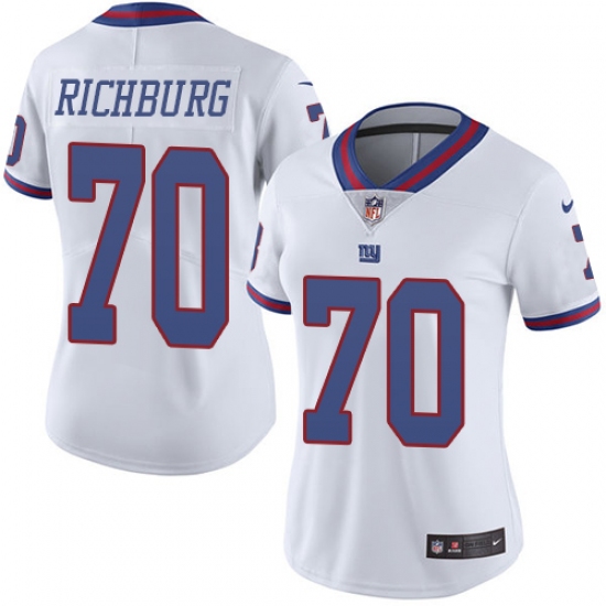 Women's Nike New York Giants #70 Weston Richburg Limited White Rush Vapor Untouchable NFL Jersey - Ujersey