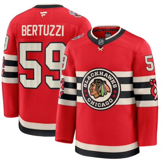 Men's Chicago Blackhawks #59 Tyler Bertuzzi Red 2024-25 Winter Classic Stitched Hockey Jersey - Ujersey