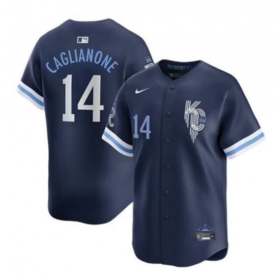 Men's Kansas City Royals #14 Jac Caglianone Navy City Connect Limited Stitched Baseball Jersey - Ujersey