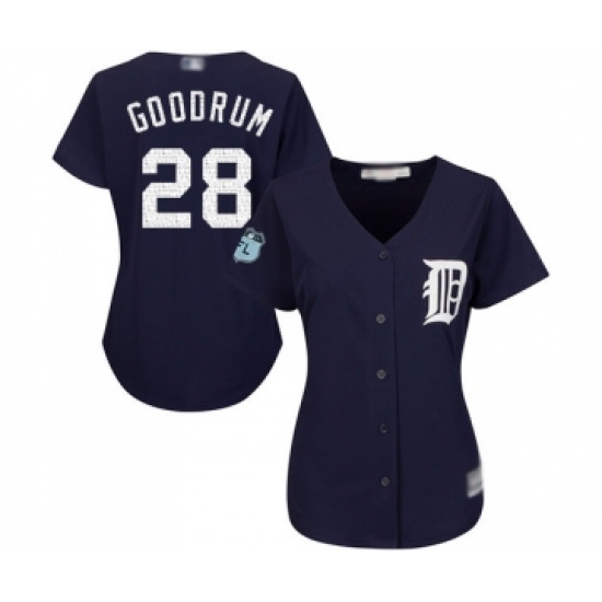 Women's Detroit Tigers #28 Niko Goodrum Replica Navy Blue Alternate Cool Base Baseball Jersey - Ujersey