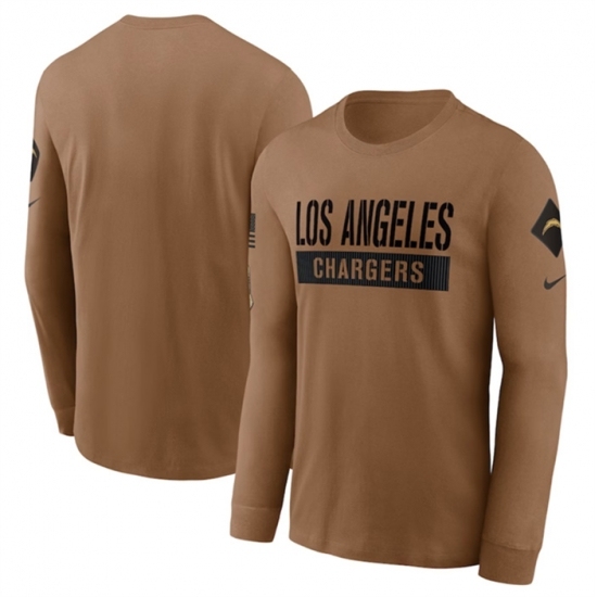 Men's Los Angeles Chargers 2023 Brown Salute To Service Long Sleeve T Shirt