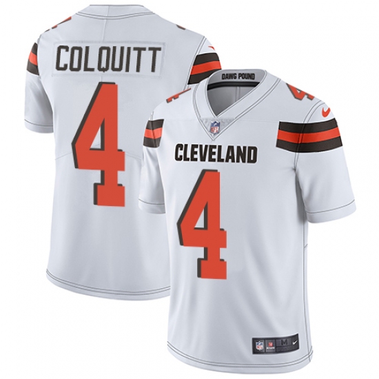 Youth Nike Cleveland Browns #4 Britton Colquitt White Vapor Untouchable Limited Player NFL Jersey - Ujersey