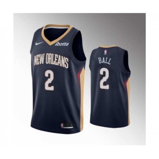 Men's New Orleans Pelicans #2 Lonzo Ball Navy Icon Edition Stitched Jersey - Ujersey
