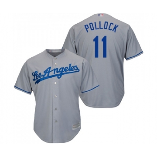 Youth Los Angeles Dodgers #11 A. J. Pollock Authentic Grey Road Cool Base Baseball Jersey - Ujersey