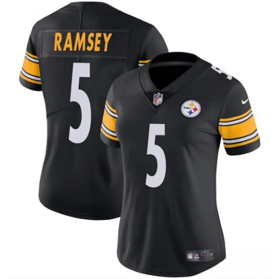 Women's Pittsburgh Steelers #5 Jalen Ramsey Black 2025 Vapor Untouchable Limited Football Stitched Jersey(Run Small) - Ujersey