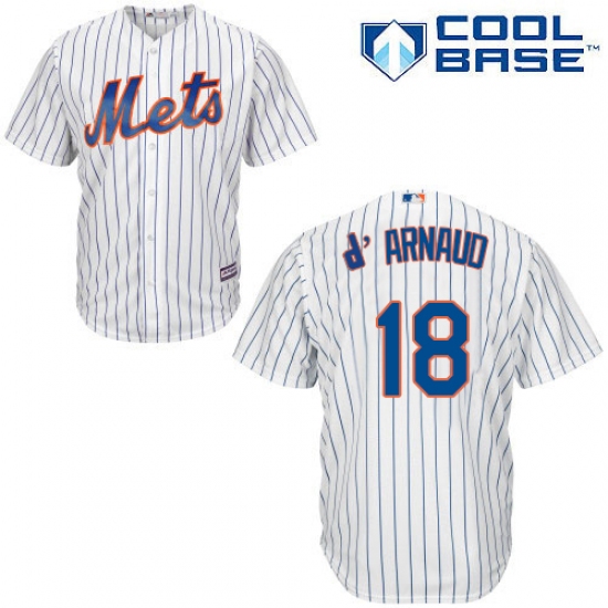 Men's Majestic New York Mets #18 Travis d'Arnaud Replica White Home Cool Base MLB Jersey - Ujersey