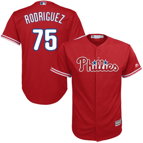 Youth Majestic Philadelphia Phillies #75 Francisco Rodriguez Replica Red Alternate Cool Base MLB Jersey - Ujersey