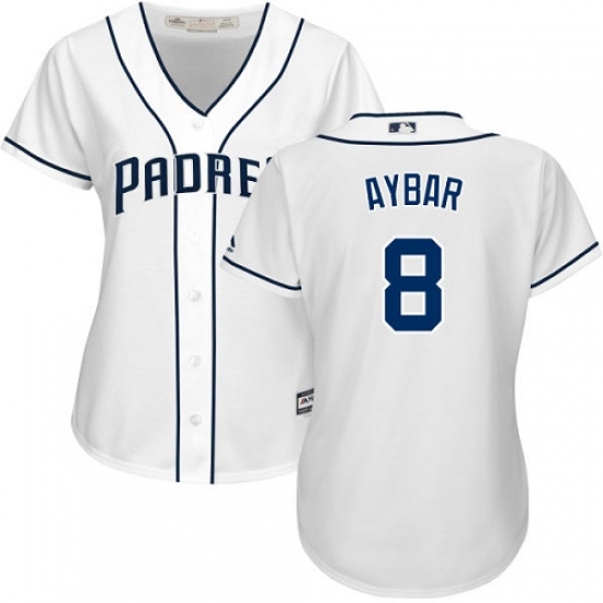 Women's San Diego Padres #8 Erick Aybar White Home Stitched MLB Jersey - Ujersey