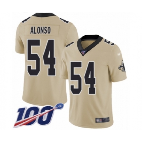Youth New Orleans Saints #54 Kiko Alonso Limited Gold Inverted Legend 100th Season Football Jersey - Ujersey