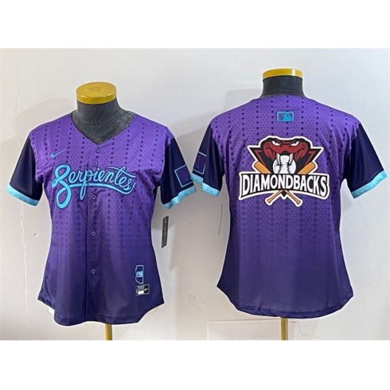 Women's Arizona Diamondbacks Team Big Logo Purple 2025 City Connect Limited Stitched Baseball Jersey(Run Small) - Ujersey