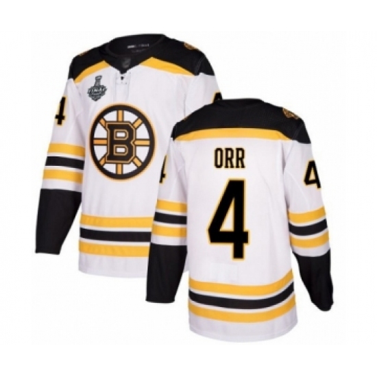 Men's Boston Bruins #4 Bobby Orr Authentic White Away 2019 Stanley Cup Final Bound Hockey Jersey - Ujersey