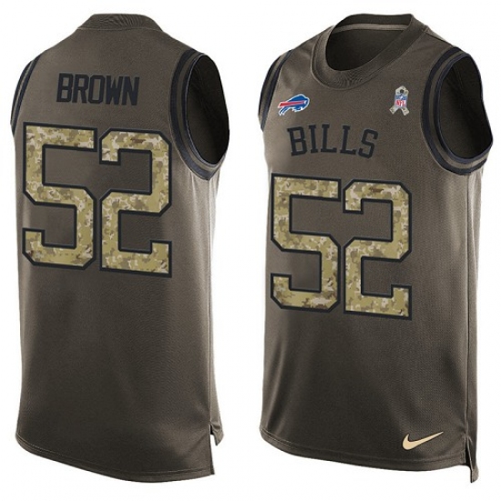 Men's Nike Buffalo Bills #52 Preston Brown Limited Green Salute to Service Tank Top NFL Jersey