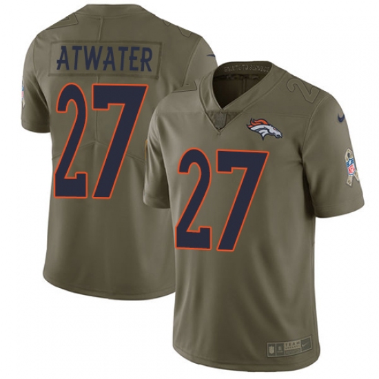 Youth Nike Denver Broncos #27 Steve Atwater Limited Olive 2017 Salute to Service NFL Jersey - Ujersey