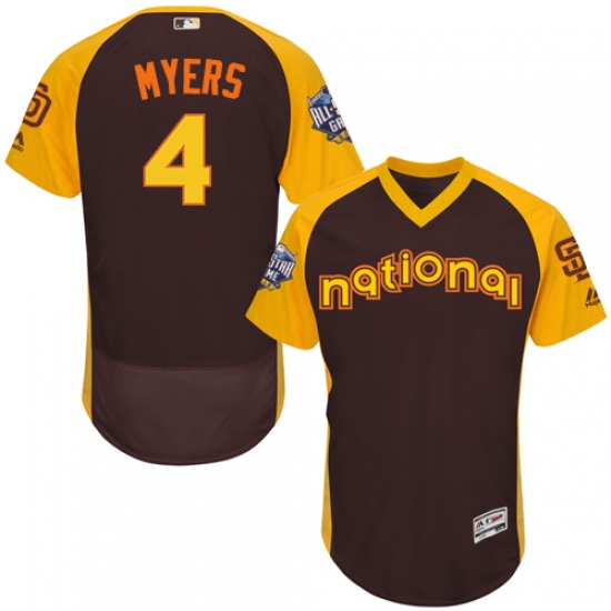 Men's Majestic San Diego Padres #4 Wil Myers Brown 2016 All-Star National League BP Authentic Collection Flex Base MLB Jersey - Ujersey