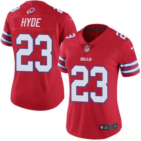 Women's Nike Buffalo Bills #23 Micah Hyde Limited Red Rush Vapor Untouchable NFL Jersey - Ujersey