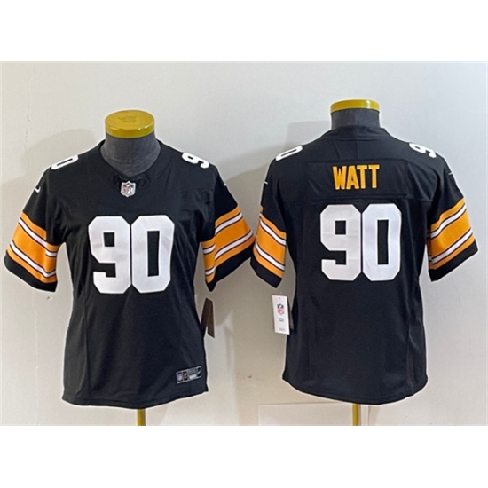 Women's Pittsburgh Steelers #90 T. J. Watt Black 2023 F.U.S.E. Stitched Jersey - Ujersey