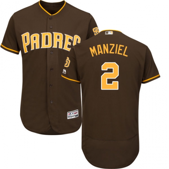 Men's Majestic San Diego Padres #2 Johnny Manziel Brown Alternate Flex Base Authentic Collection MLB Jersey - Ujersey