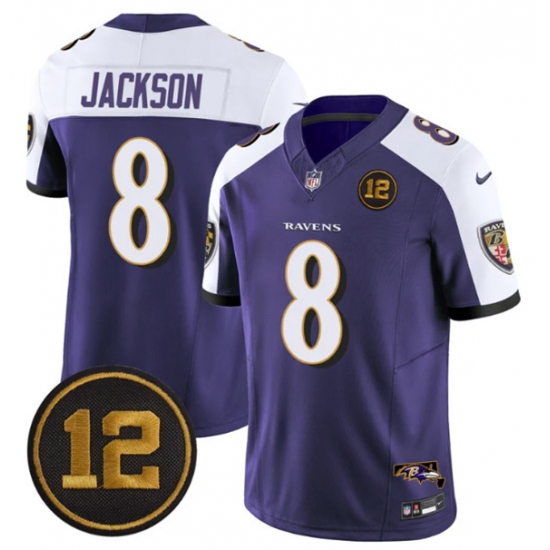 Men's Baltimore Ravens #8 Lamar Jackson Purple Alternate 2025 F.U.S.E Jacoby Jones Vapor Limited Football Jersey - Ujersey