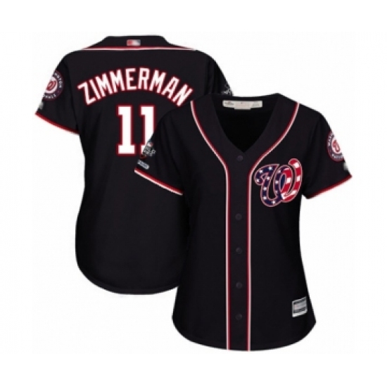 Women's Washington Nationals #11 Ryan Zimmerman Authentic Navy Blue Alternate 2 Cool Base 2019 World Series Champions Baseball Jersey - Ujersey