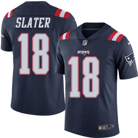 Men's Nike New England Patriots #18 Matthew Slater Limited Navy Blue Rush Vapor Untouchable NFL Jersey - Ujersey