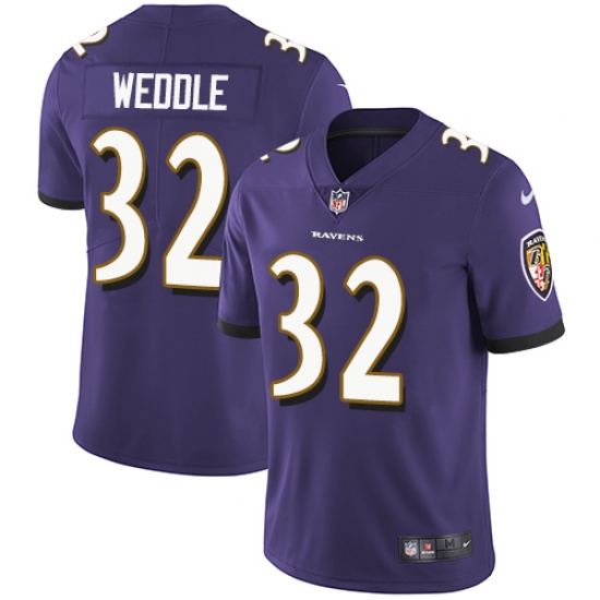 Youth Nike Baltimore Ravens #32 Eric Weddle Purple Team Color Vapor Untouchable Limited Player NFL Jersey - Ujersey