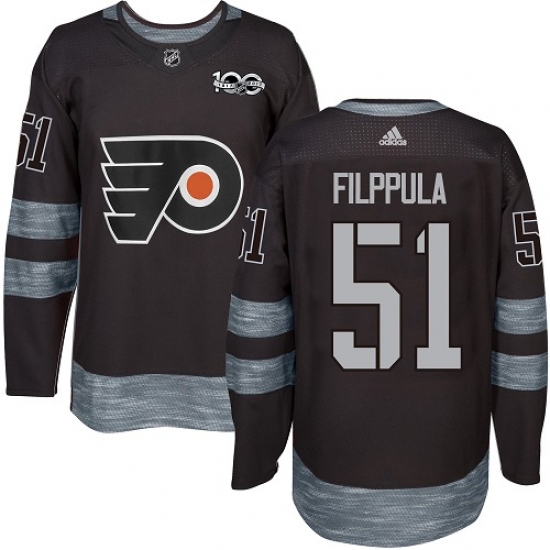 Men's Adidas Philadelphia Flyers #51 Valtteri Filppula Authentic Black 1917-2017 100th Anniversary NHL Jersey - Ujersey