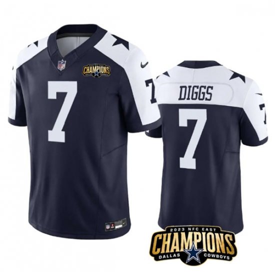 Men's Dallas Cowboys #7 Trevon Diggs Navy White 2023 F.U.S.E. NFC East Champions Football Stitched Jersey - Ujersey