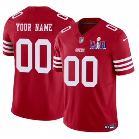Men's San Francisco 49ers Active Player Custom Red 2024 F.U.S.E. Super Bowl LVIII Patch Vapor Untouchable Limited Football Stitched Jersey - Ujersey
